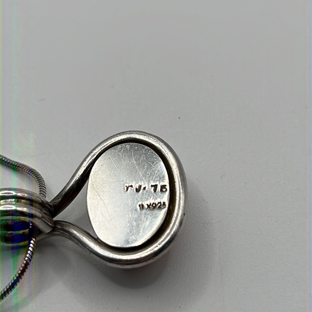 TAXCO TJ-75 PINK CORAL AND STERLING PENDANT ON A STERLING SILVER 20” SNAKE CHAIN - Picture 3 of 12